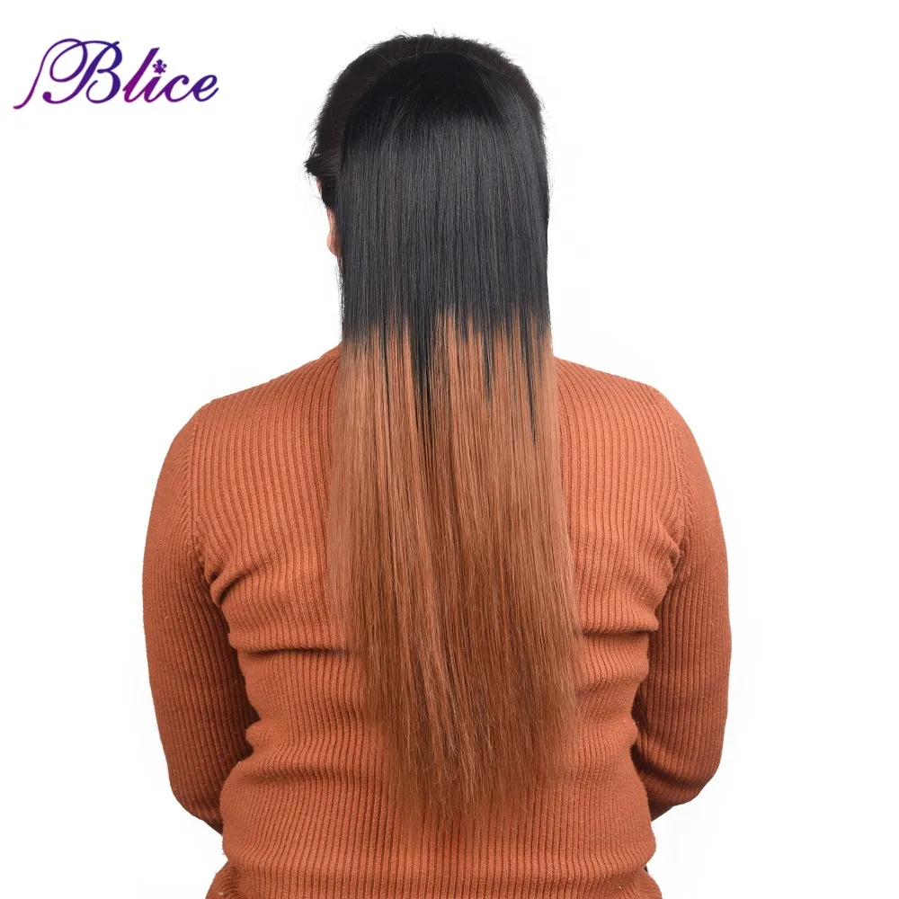 Blice Синтетические прямые хвосты шиньон 18-24 дюймов термостойкие шнурки волосы конский хвост наращивание Omber цвет для женщин