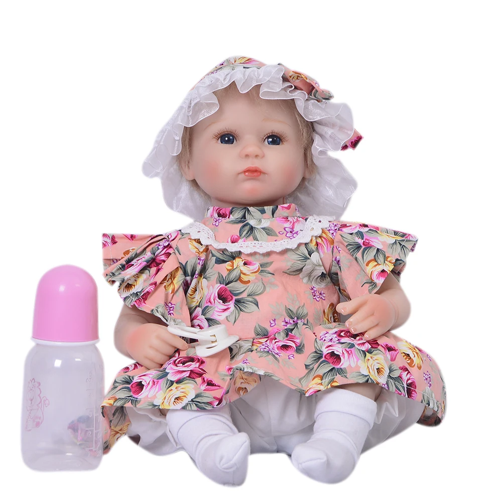 

42cm baby reborn Silicone Realista Doll bonecas floral dress fashion babydoll kids birthday present bedtime play house toys