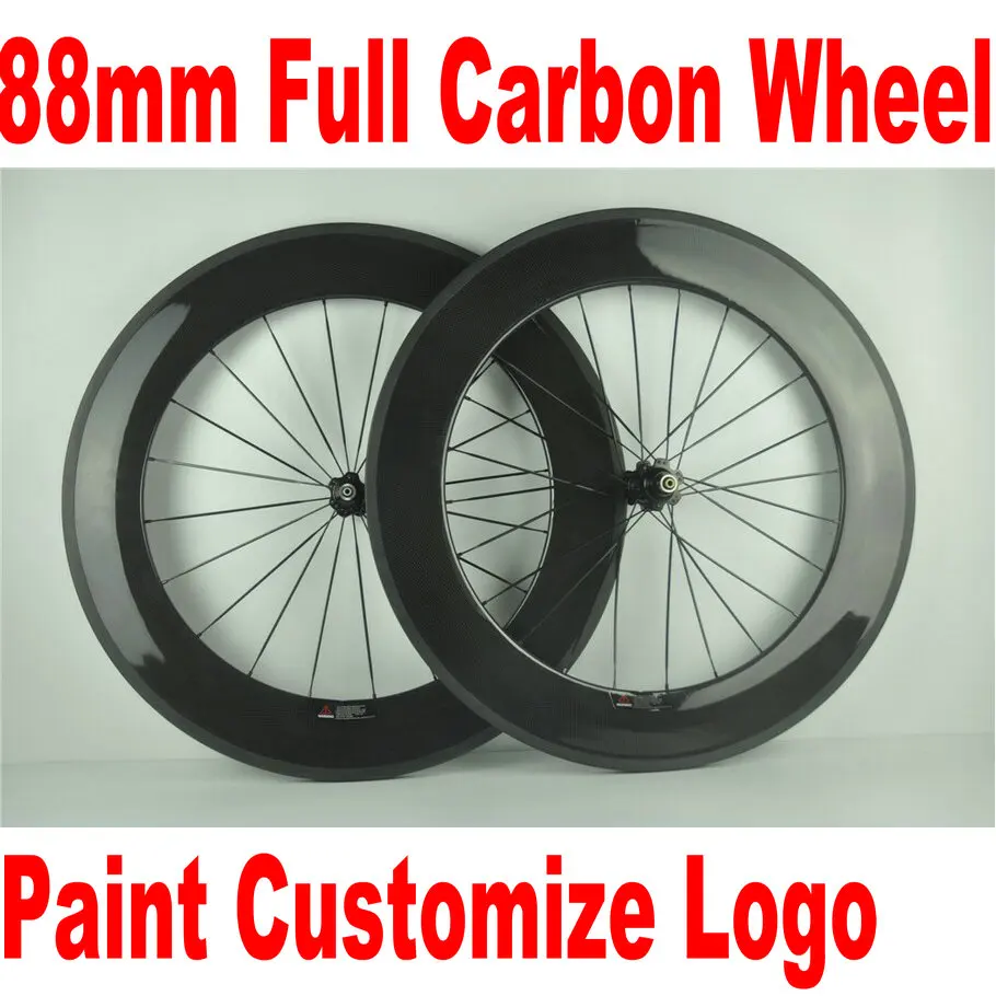 custom Paint 88mm Full Carbon road bicycle wheels Carbon 700C 23mm