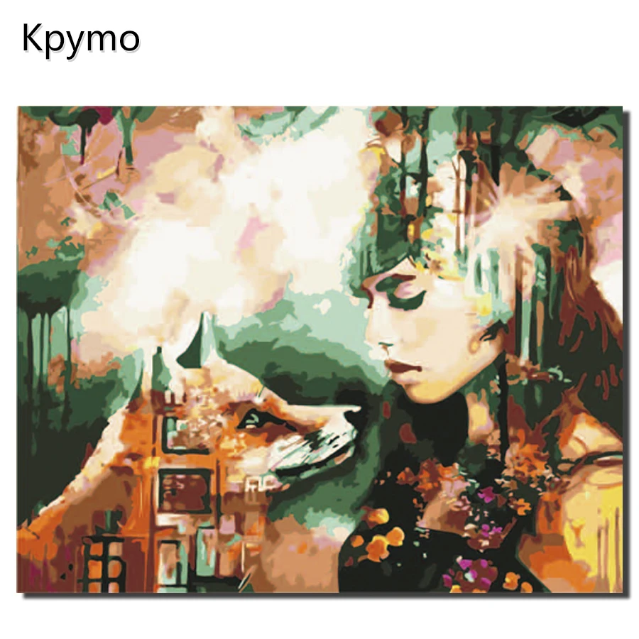 

Kpymo Beauty Fox Painting By Numbers Kits Paint On Canvas Acrylic Color Number For Home Wall Decor Holiday gift birthday present