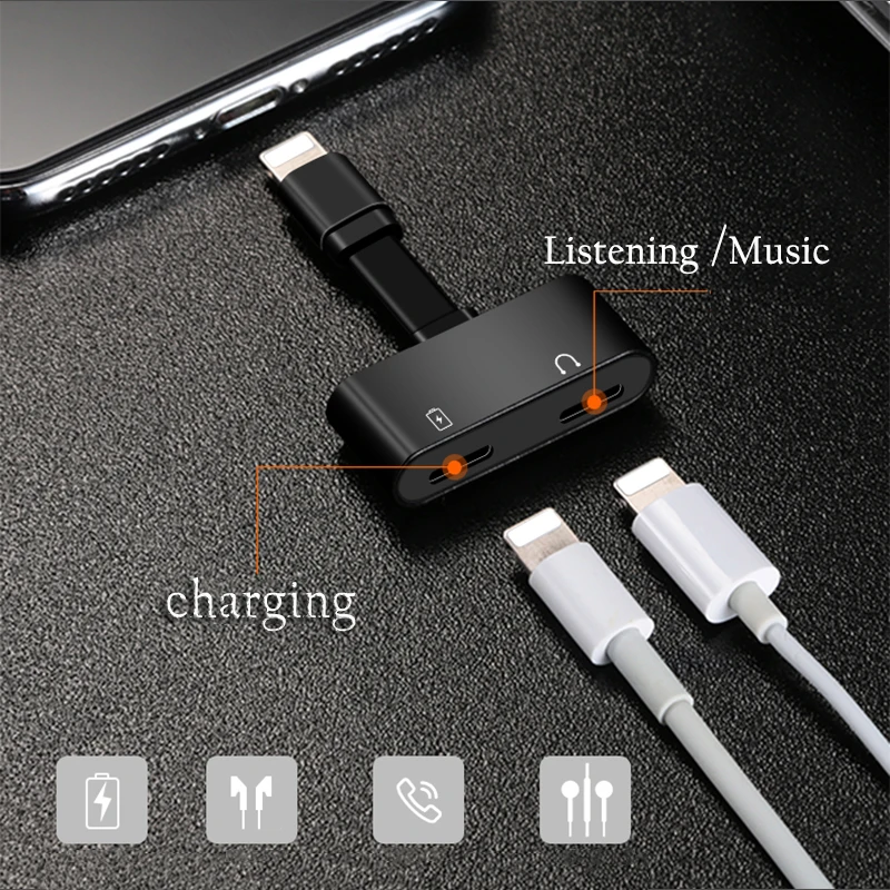 VRURC 2 in 1 For Lightning Adapter For iPhone 7 Charging
