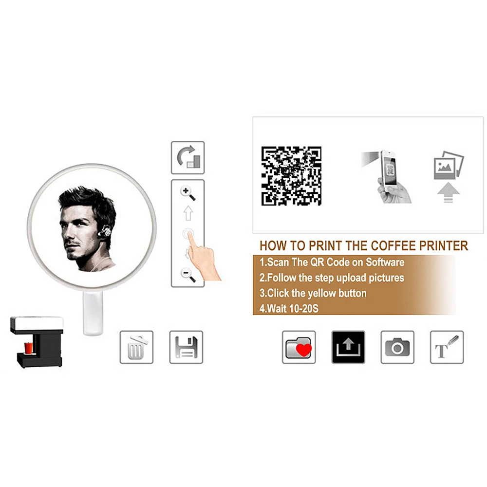 Automatic Coffee Printer One Cup Selfie Printer Latte Printer Latte Art Coffee Printer coffee printing machine Free Edible ink