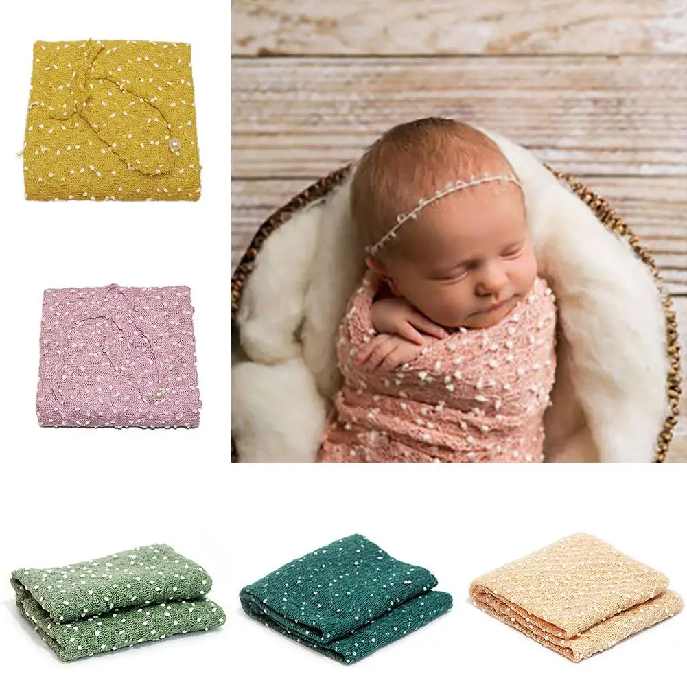 

New Fashion Soft Grid Plush Dots Newborn Baby Stretch Swaddle Infant Wrap Photo Prop
