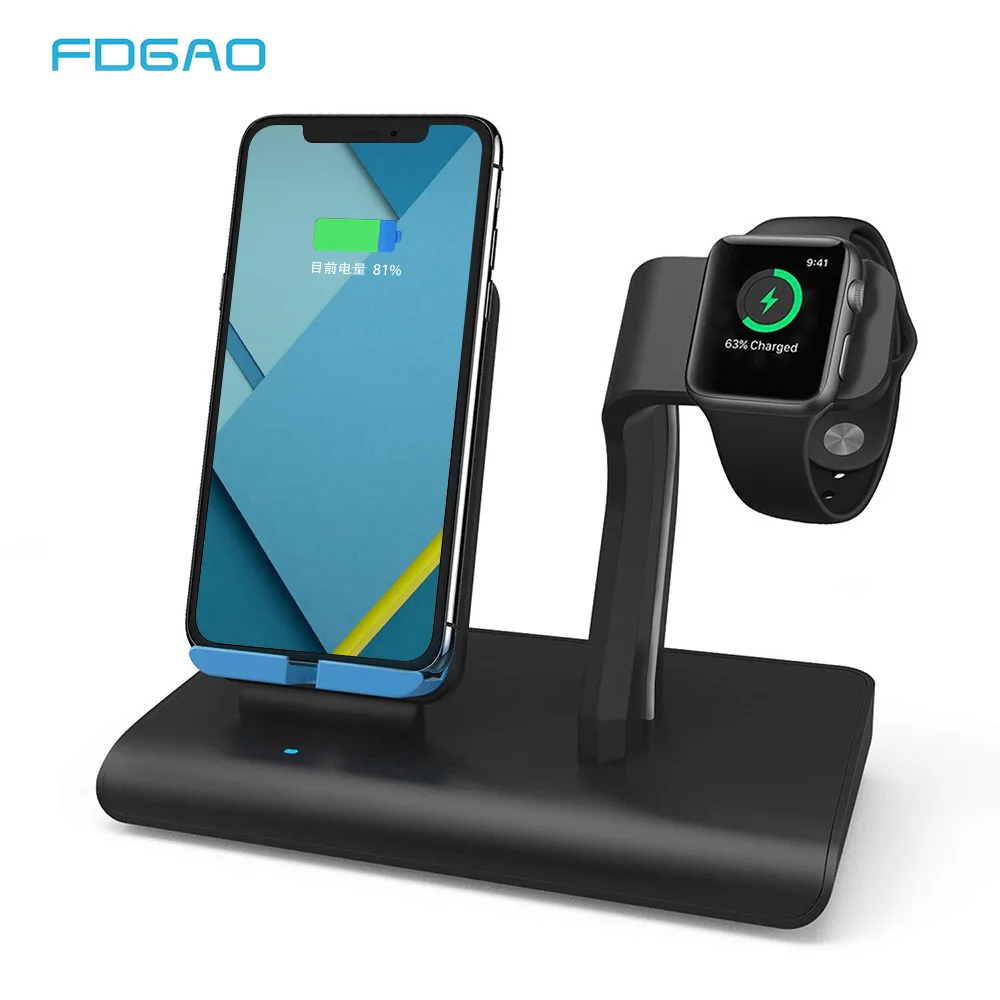 

FDGAO Qi Fast Wireless Charger Dock Stand for iPhone X XS XR 8 Plus Samsung S9 S8 USB Charging Holder For Apple Watch 4 3 2 1