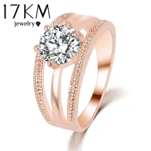 17 KM de Cristales Austriacos Anillo de Flores de Color Rosa En Oro anelli bague anel Anillos para Mujeres anillos de Compromiso anillo de bodas