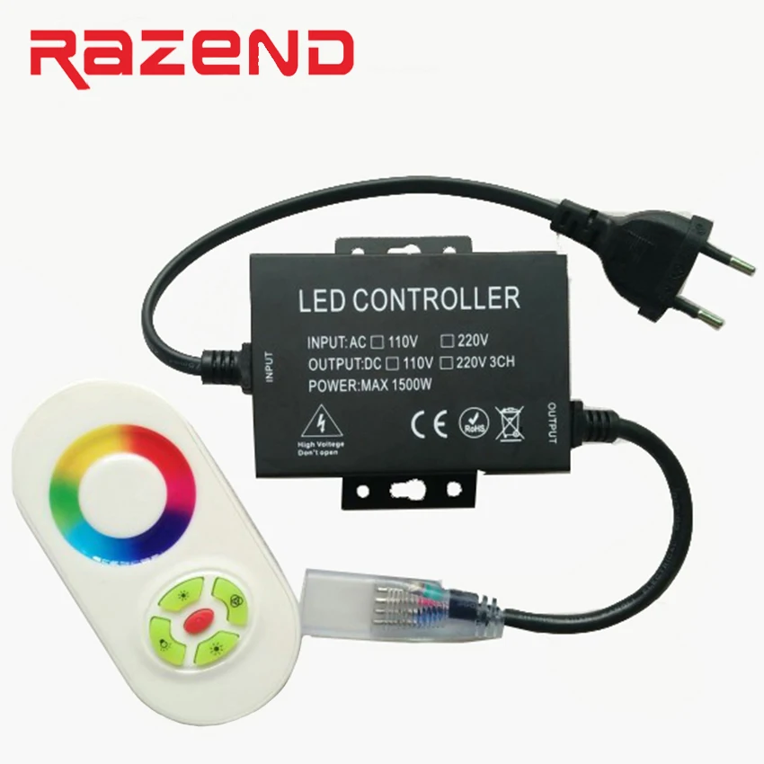 110 В/220 В 1500 Вт RGB светодиодный контроллер Диммер с 5 клавишами RF беспроводной