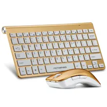 Ультра тонкий 2,4 ГГц dpi беспроводная клавиатура и Оптическая Мышь Комбинированный набор с USB нано приемником Vista XP Mac OS PC ноутбук золотой