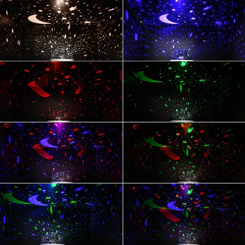 WooodPow звезд звездное небо светодиодный Ночной светильник с изображением луны и звезд, светильник Вращающаяся лампа проектора AA Батарея/питаемые через USB порт DC 5V для детей Спальня
