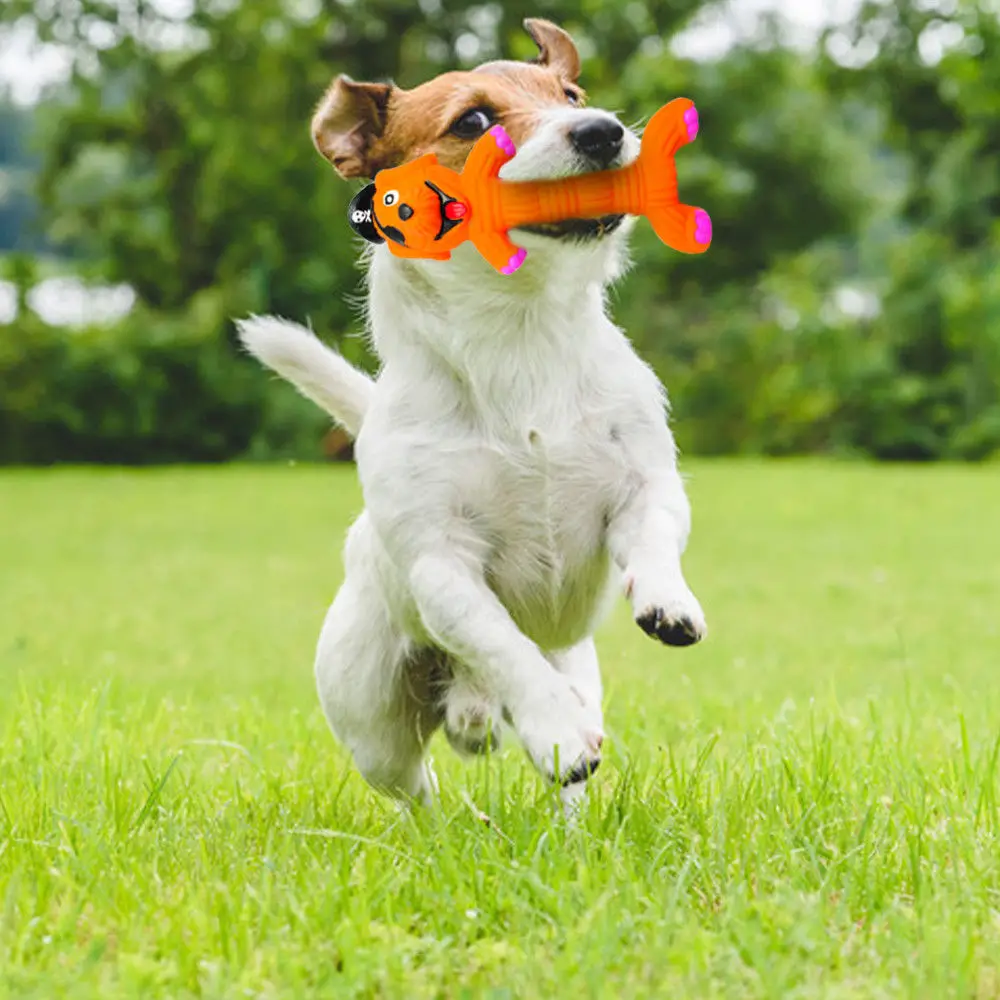 New Pets Dog Chew Toys Indestructible Squeak Toys Squeaker Rubber Dog