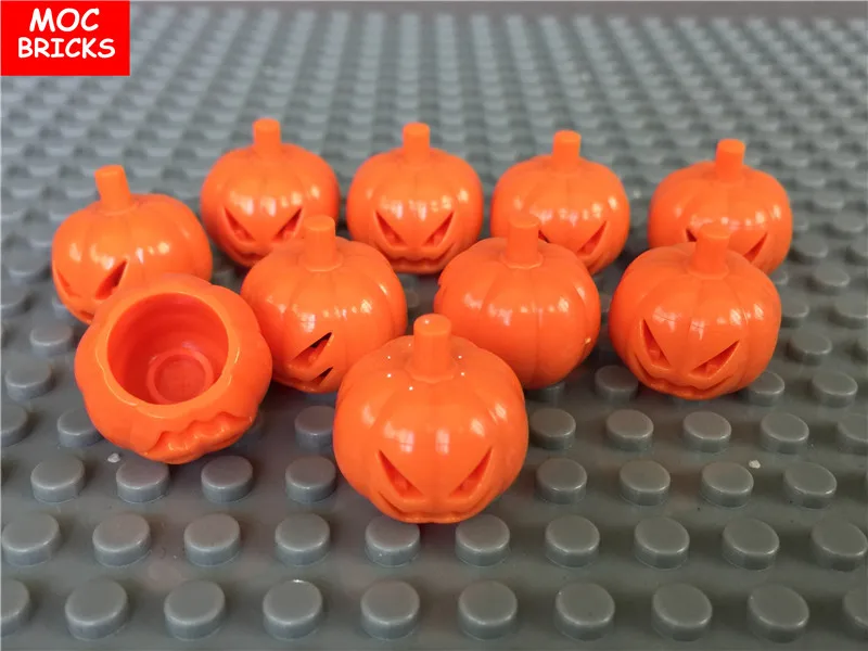 

10pcs/lot Headgear Head Cover, DIY Orange Pumpkin Pattern fit with 20695pb01 Educational Building Blocks Action Figure gift