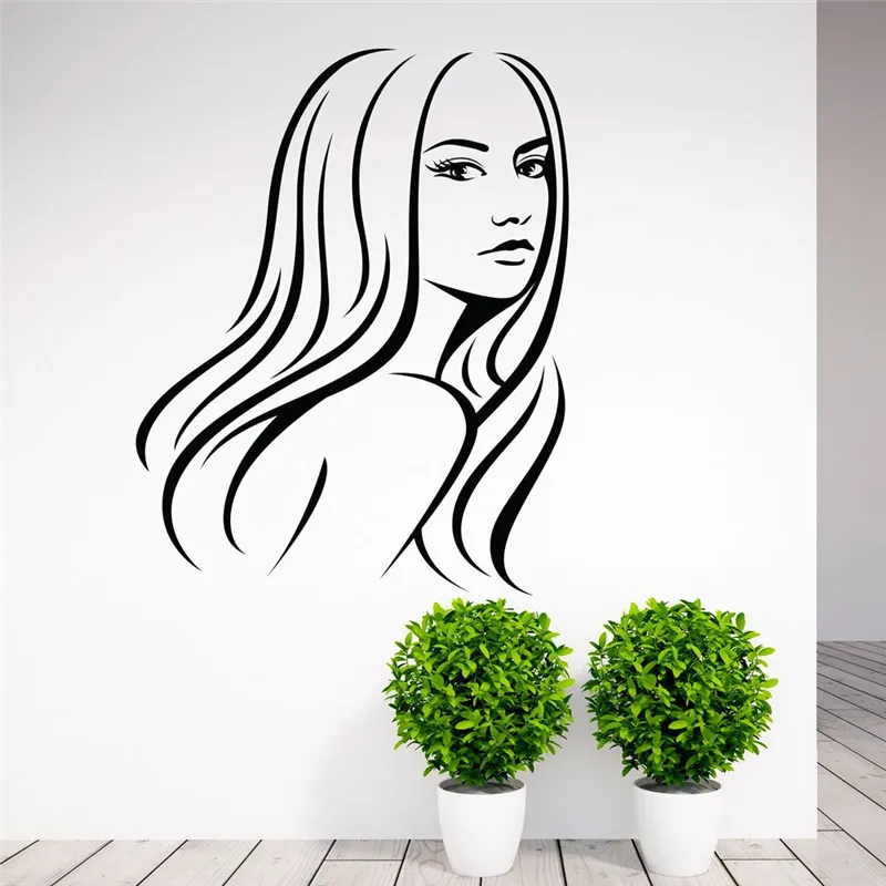 

Home Decor Hair Beauty Salon Girl Wall Decal Hair Stylist Woman Wall Art Sticker Removable Salon Living Room Wall Decal