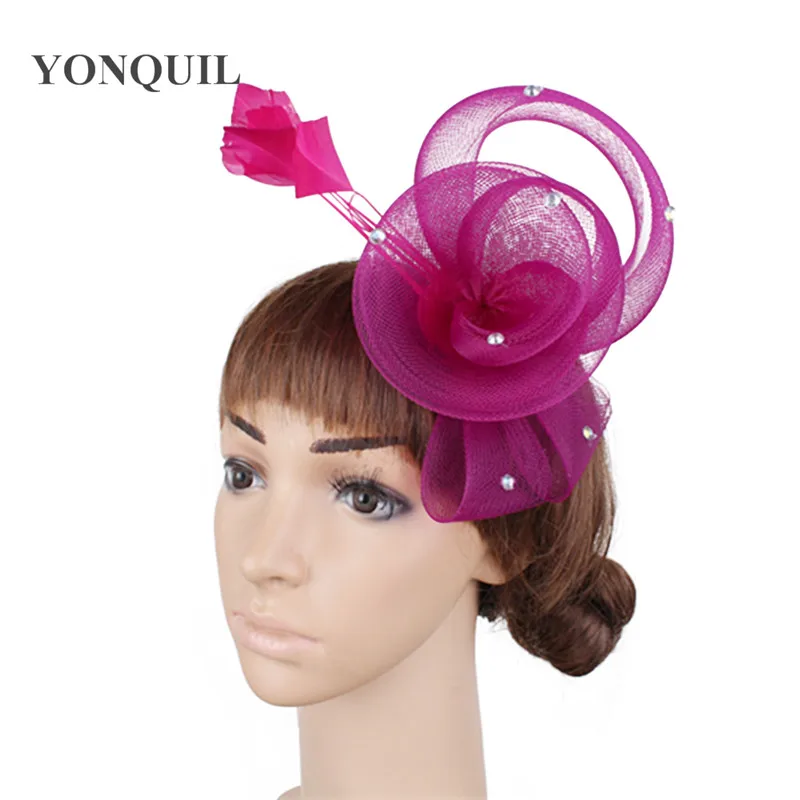 

Ladies Elegant Rhinestone Feather Flowers Women Hair Accessories Fancy Fascinators for Wedding Hats Bridal Hats Cocktail SYF241