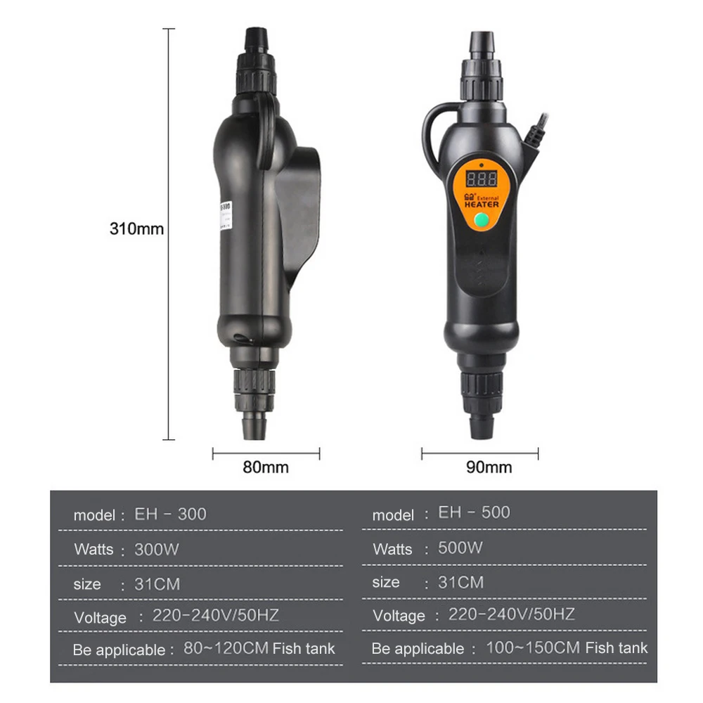 220 В аквариума EH-300/500 300/500w Стандартный адаптер Регулируемый Температура внешний обогреватель от 20 до-35 градусов, ЖК-дисплей экрана