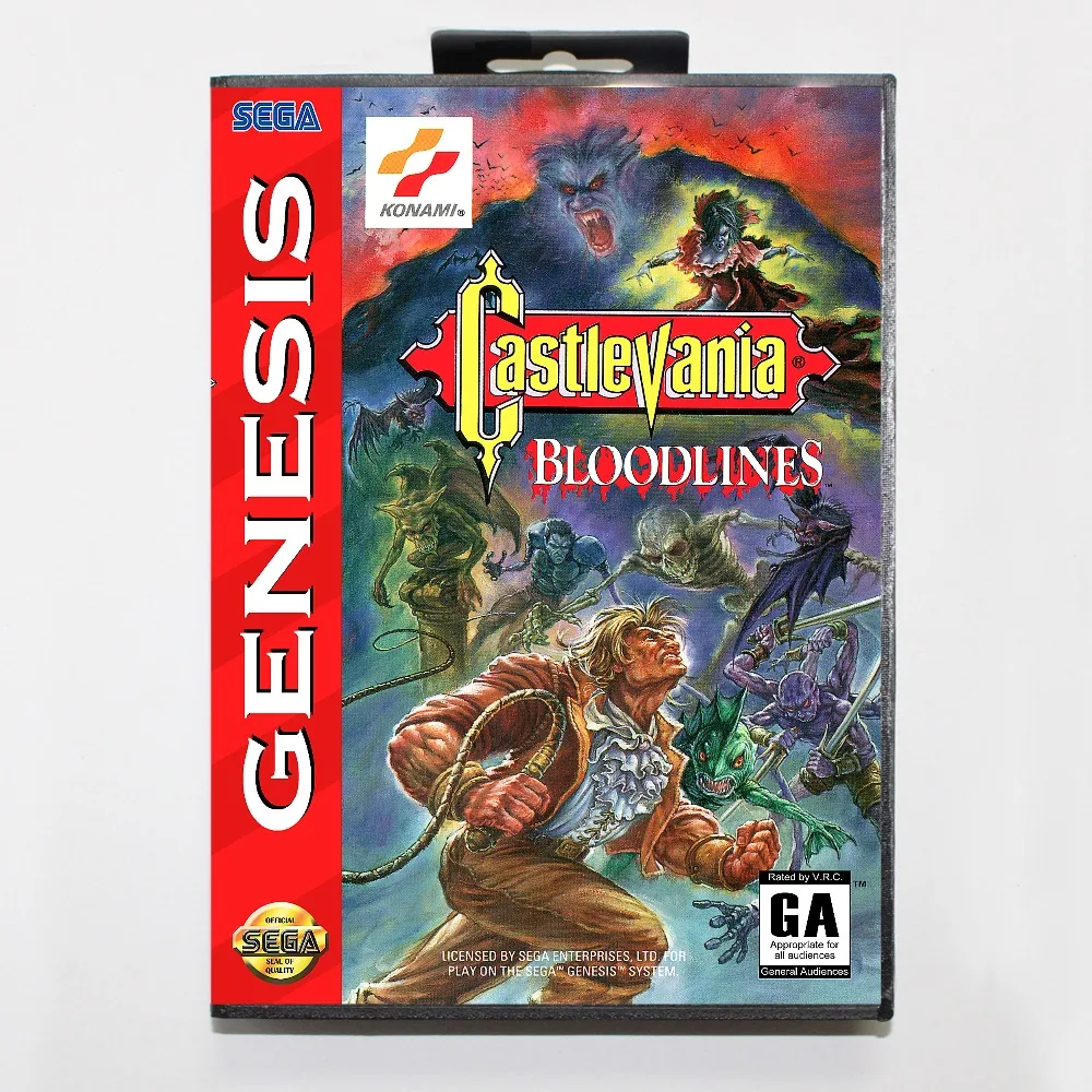 Новый 16 бит MD карточная игра-castlevania родословных с розничной коробкой для Sega бытие