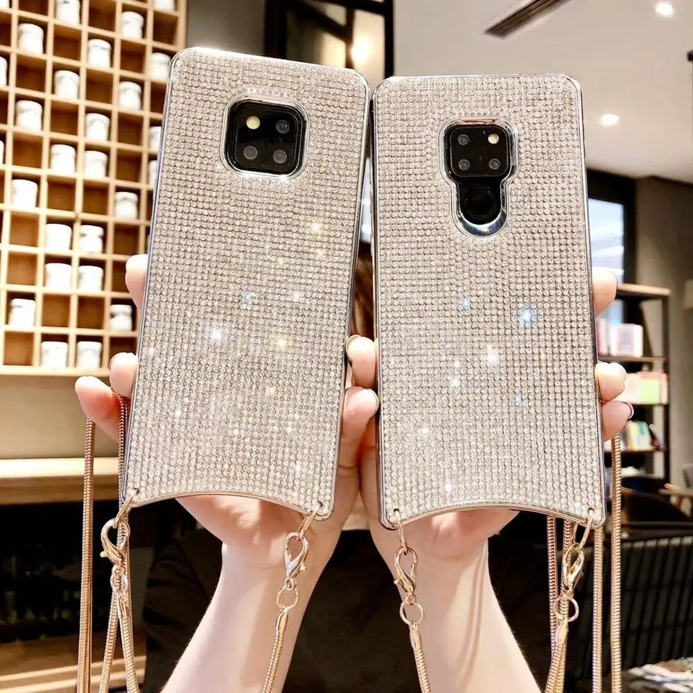 

For Samsung Galaxy S10 Plus Case with Crossbody Chain for Women Sparkly Bling Diamond Super Cute Girly Free Hands Eyes Catching