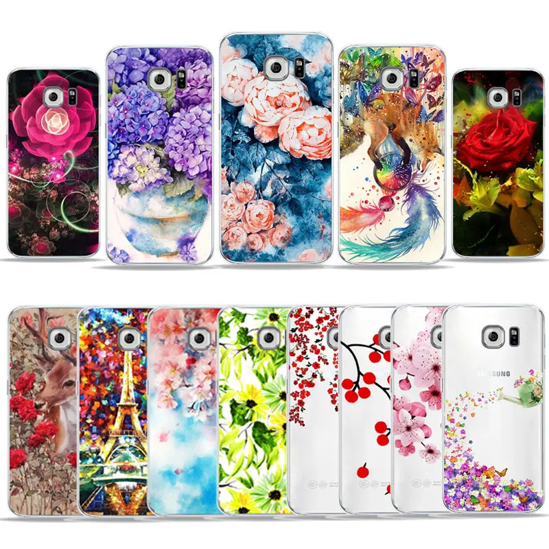 

Art Floral Vintage Painted Phone Case For samsung a5 2017 s6 s7 Edge s8 S9 Plus Cover for samsung galaxy A6 2018 Soft TPU Case