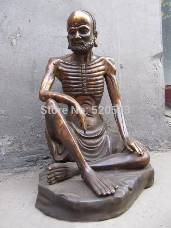 

15 Tibet Buddhism Temple Copper bronze sit bone arhat Monk buddha statue