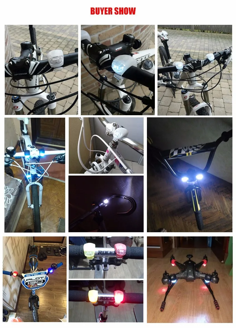 1pc Bicycle Silicone Led Light Head Front Rear Wheel LED Flash Safety Light Lamp 9 Colors With Battery flashlight for bicycle