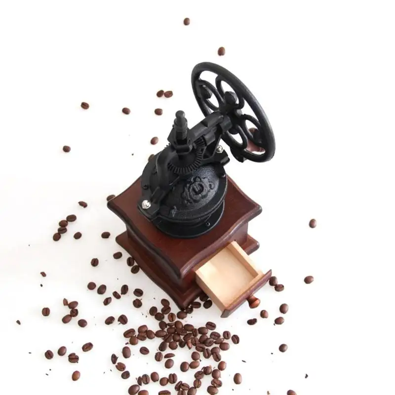 Ручная кофемолка в стиле ретро, деревянная кофемолка для зерен, шлифовальный круг обозрения, ручная кофеварка, Прямая поставка