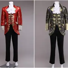 Заказ высокого качества красный/Сапфир 18th века Европейский Суд костюм для мужчин(куртка+ брюки+ жилет