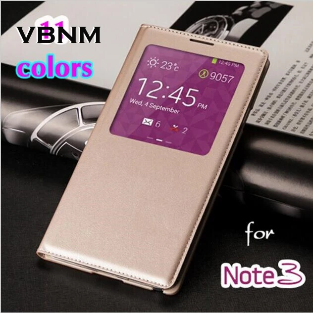 

Smart View Auto Sleep Function Back With Chip Leather Flip Cover Holster Case For Samsung Galaxy Note 3 Note3 N900 N9000 N9005