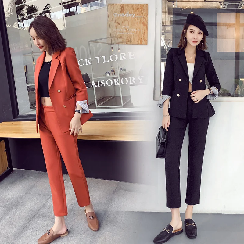 

Women pant suits formal suit female spring and autumn temperament Slim office ladies OL business professional two-piece suit