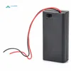 2 AA Battery Storage Case Plastic Box Holder with Cable Lead for 2 x AA Battery Soldering Conting Black ► Photo 2/4