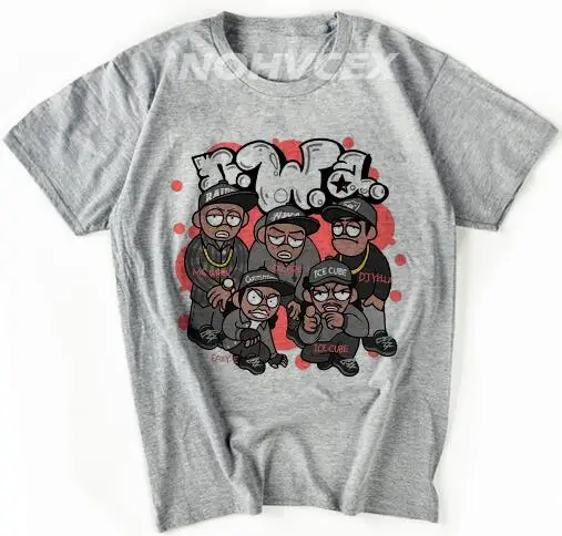 NWA. Мужская футболка NWA Ice Cube Dr Dre Eazy E DJ Yella MC Ren футболка рок-группы хип-хоп - Цвет: Серый