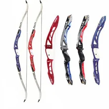 F165 recurvo arco comprimento 68 polegadas 18-32 libras em vermelho/azul liga de alumínio lidar com e maple membros para tiro com arco caça