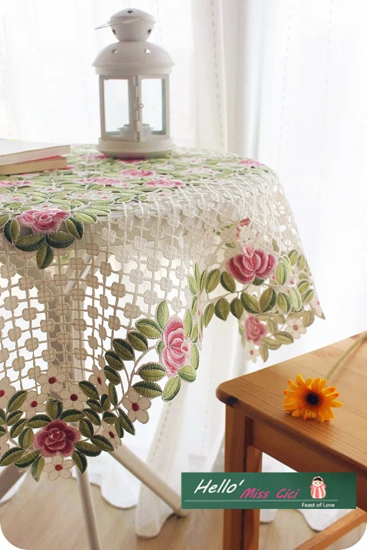 Европейская пасторальная Роскошная шитая кружевом ткань марля Свадебная домашняя скатерть с цветком