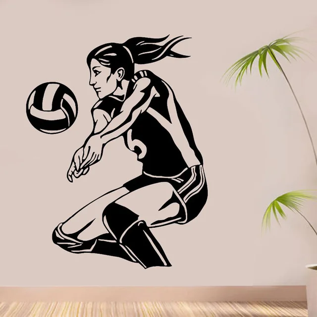 Female Volleyball Player Wall Sicker Home Decoration Sports Room