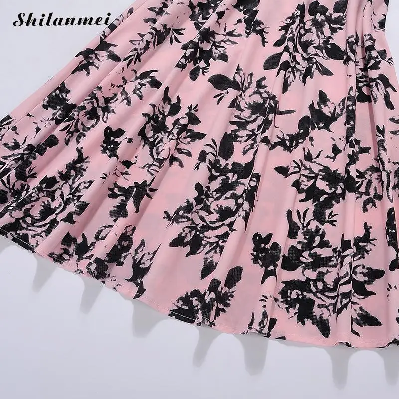 Ropa de mujer más tamaño 2xl mujeres vestido Retro Vintage rockabilly swing femenino vestidos Flamingo patrón 2017 partido Vestidos Ropa de mujer más tamaño 2xl mujeres vestido Retro Vintage rockabilly swing femenino vestidos Flamingo patrón 2017 partido Vestidos