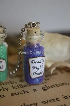 

12pcs/lot Glass BOTTLE Necklace Nightmare Before Christmas Deadly Nightshade
