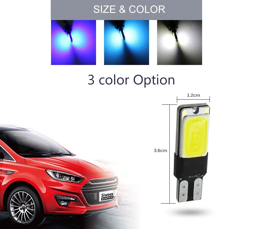 10 шт. T10 COB 2 двойной боковой светодиодный белый светильник s лампочка DC 12 В для стайлинга автомобилей боковой купольный номер лампа синяя лампочка Ice Blue светильник
