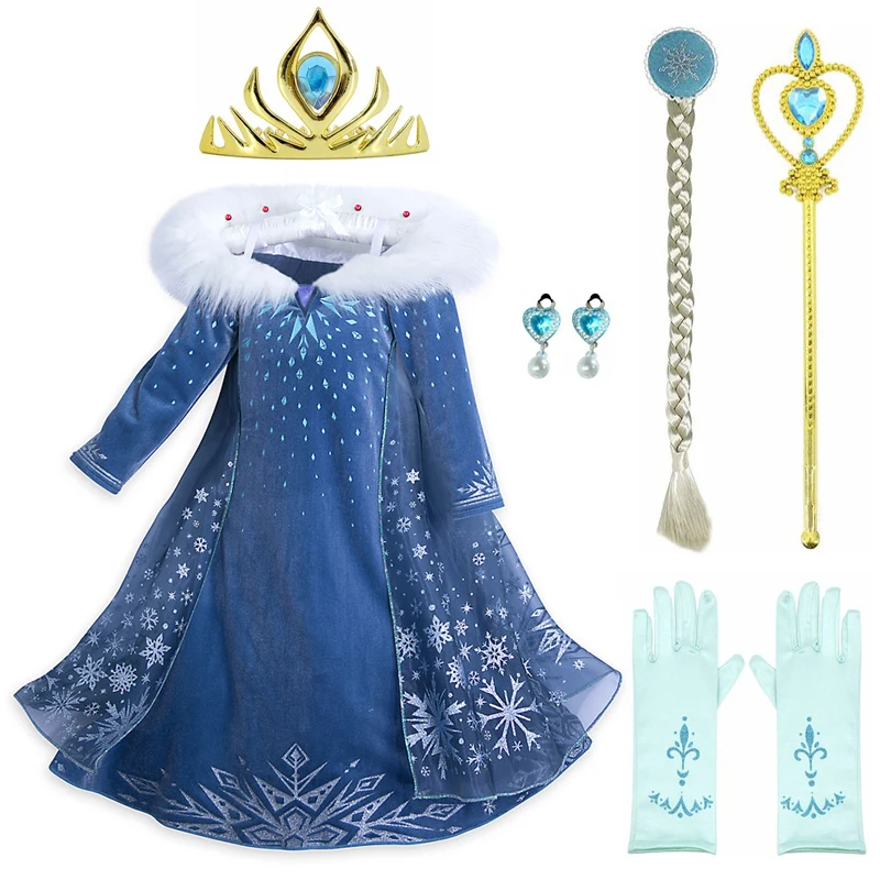 Princess Party Dresses Snow Queen Frozen Anna Elsa Dress for Girls Cosplay Vestidos Fantasia Kids Girls Clothing Elsa Elza Set