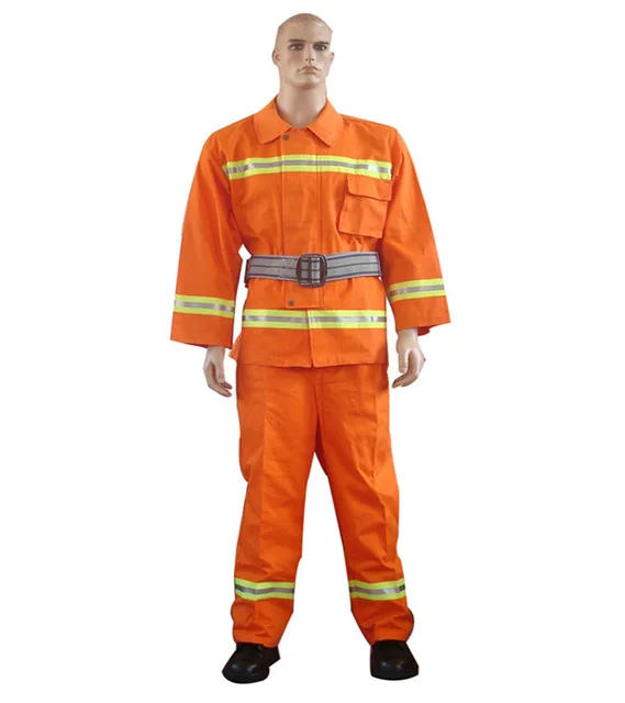 

Fire Fighting Suit Comfortable Fireproof with reflective strap Flame Retardant Protective Clothes
