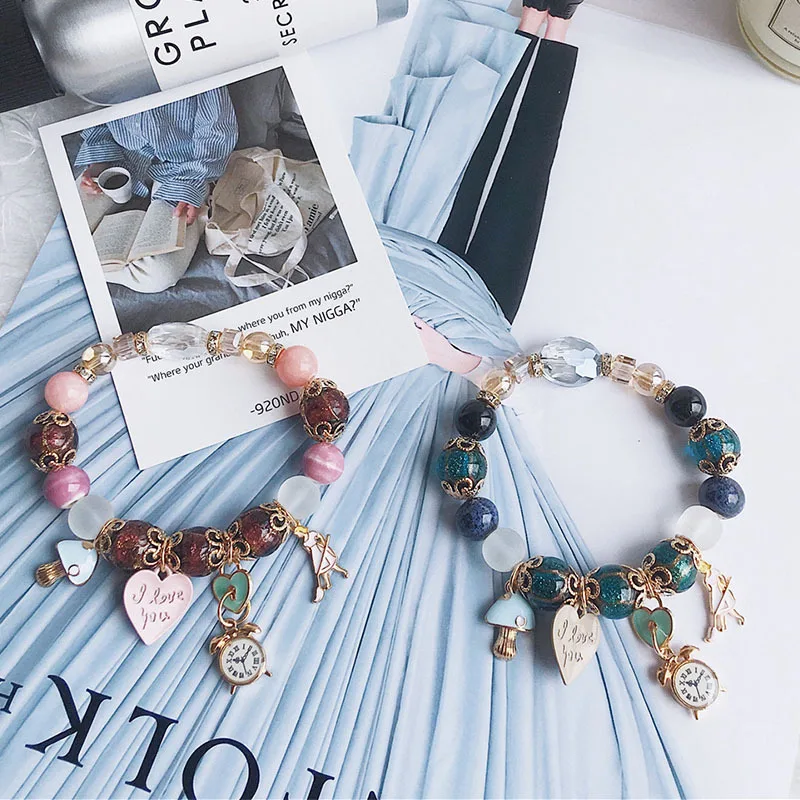 

Custom Handmade Bohemia Natural Stone Crystal punk Retro Chakra Bracelet Womens Bracelets for Women Boho Thread Bangles Jewelry