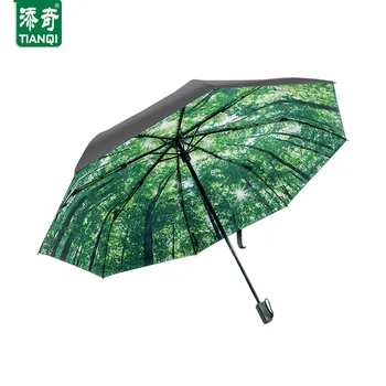 

TIANQI New Type Art Oil Painting Balck Glue Outside Umbrella Women Rain Waterproof Umbrellas Stroll Forest Scene