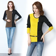 5xl плюс блузки большого размера feminina весна-осень Зимняя коллекция г. женские туфли в Корейском стиле; Топ; милые новые стежка милые повседневные футболки женские Y0436