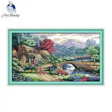 Joy Sunday Farm Scene Счетный принт на холсте 11CT 14CT Китайский Набор для вышивания крестиком наборы для вышивания крестиком узор