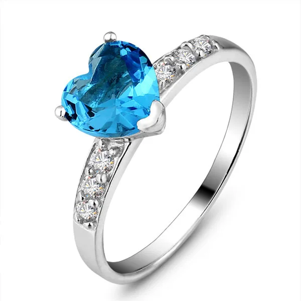 Genuine 925 Jewelry Gifts For Woman Classic CZ Heart Rings For Women Sterling Silver Jewelry Valentines Gift(JewelOra Ri100528)