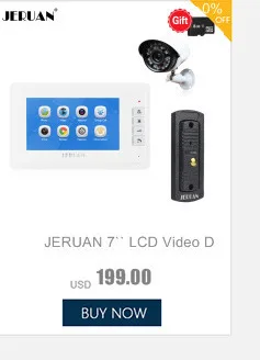 JERUAN домашний 7 ''ЖК-видео домофон комплект Водонепроницаемая RFID камера доступа+ 700TVL аналоговая камера+ E-lock