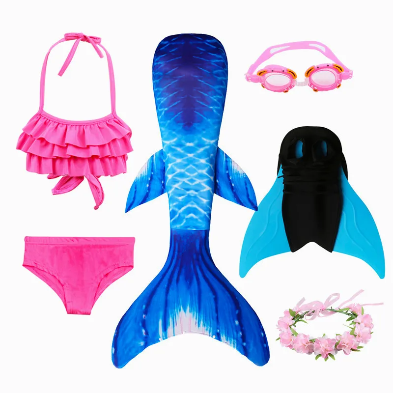 

HOT!Fancy Mermaid tails with Fins Monofin Flipper mermaid swimming tails for Kids Girls Summer Beach Wear Swimsuits