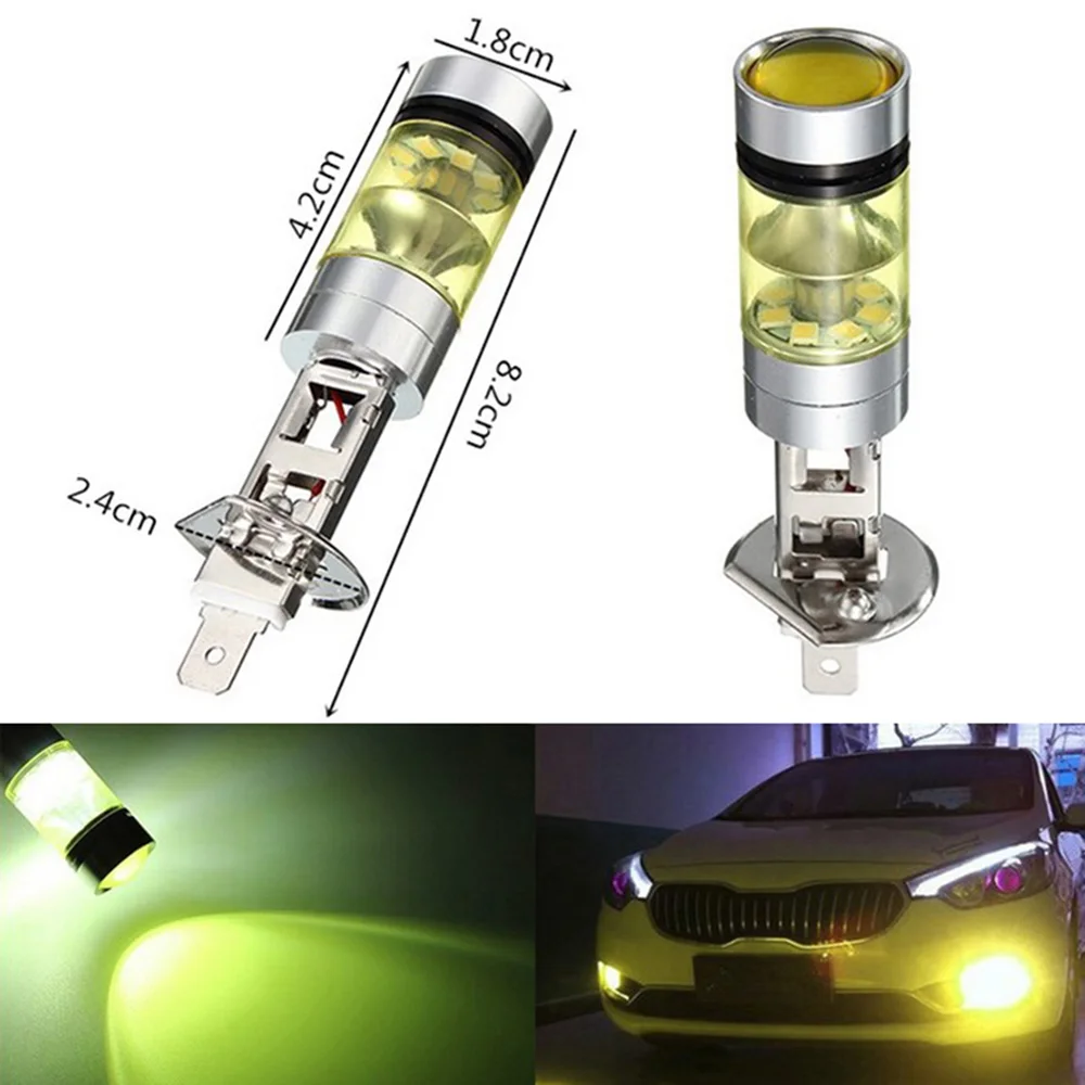 Универсальный 2 шт./компл. H1 2828SMD автомобильные DRL Противотуманные фары 100 Вт 20LED очень яркий фонарь лампочка для машины светло-желтый индикатор золото Цвет