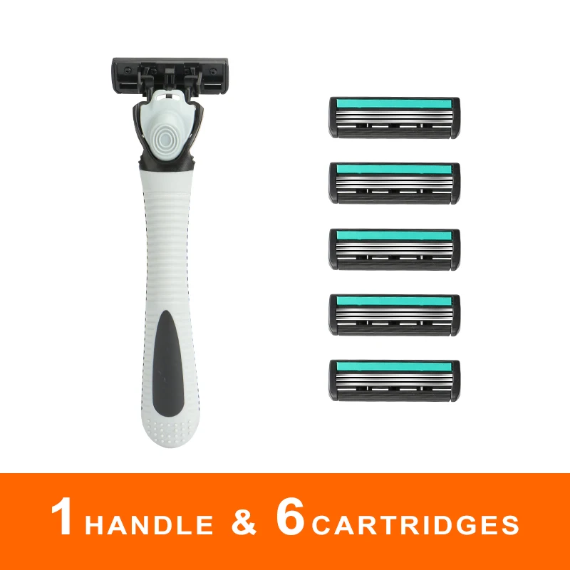 HAWARD бритвы бритва с 3 лезвиями для Для мужчин 1 ручка с 3/6/9/15 картриджи 3 лезвия Системы электрическая бритва - Цвет: 1 HANDLE 6 CARTRIDGE
