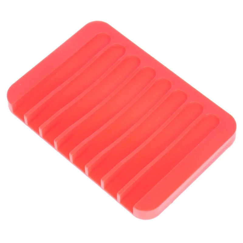 1Pcs Pratical Silicone Flexible Soap Dish Plate Holder DIY Kitchen Bathroom Soap Plate Tray Drain Free Shipping - Цвет: Red