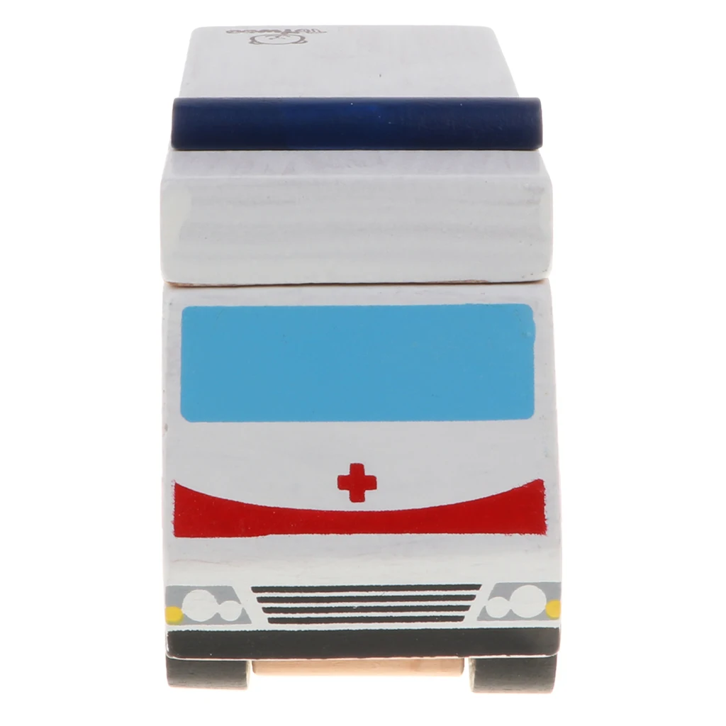 Handmade Wooden Toy Truck Natural Wood Car Model Ambulance Kids Toys