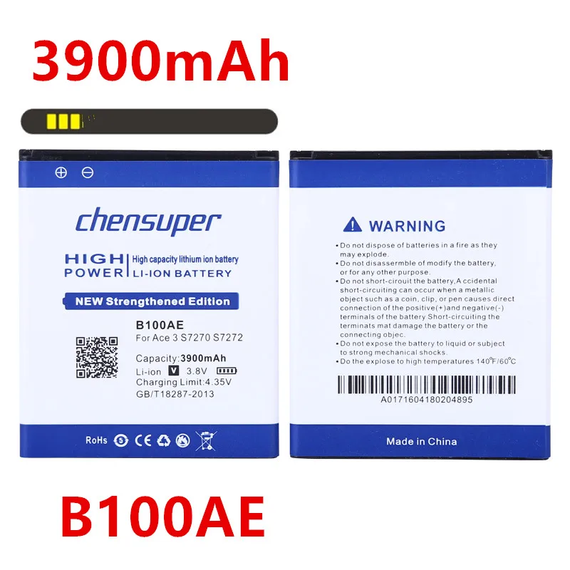 Аккумулятор chensuper 3900 мАч B100AE для Samsung Galaxy Ace 3 S7270 S7272 S7898 S7562C S7568i i699i s7262|Аккумуляторы