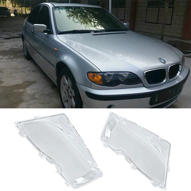 Liplasting Pair Left Right Front Headlight Lens font b Lamp b font Cover for BMW E46