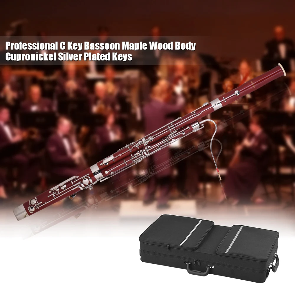 Ammoon C Key Bassoon клен корпус мельхиор ключи с серебристым напылением духовой инструмент с тростниковыми перчатками чехол для переноски